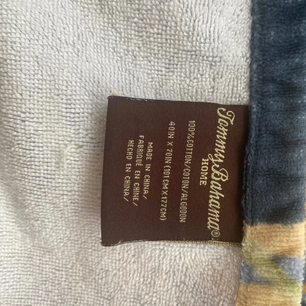Tommy Bahama Blue Tropical Floral Bamboo Cotton Beach Towel 40x70 Oversized